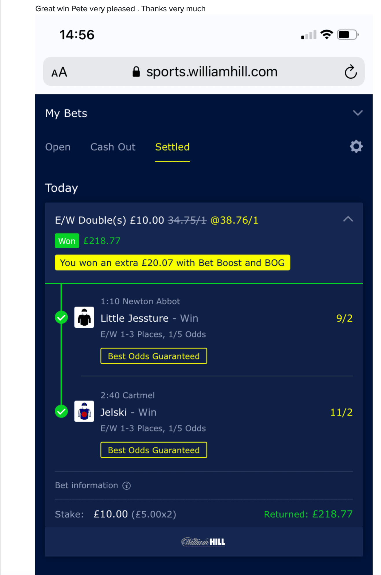 Racing BluePrint Betting Launch